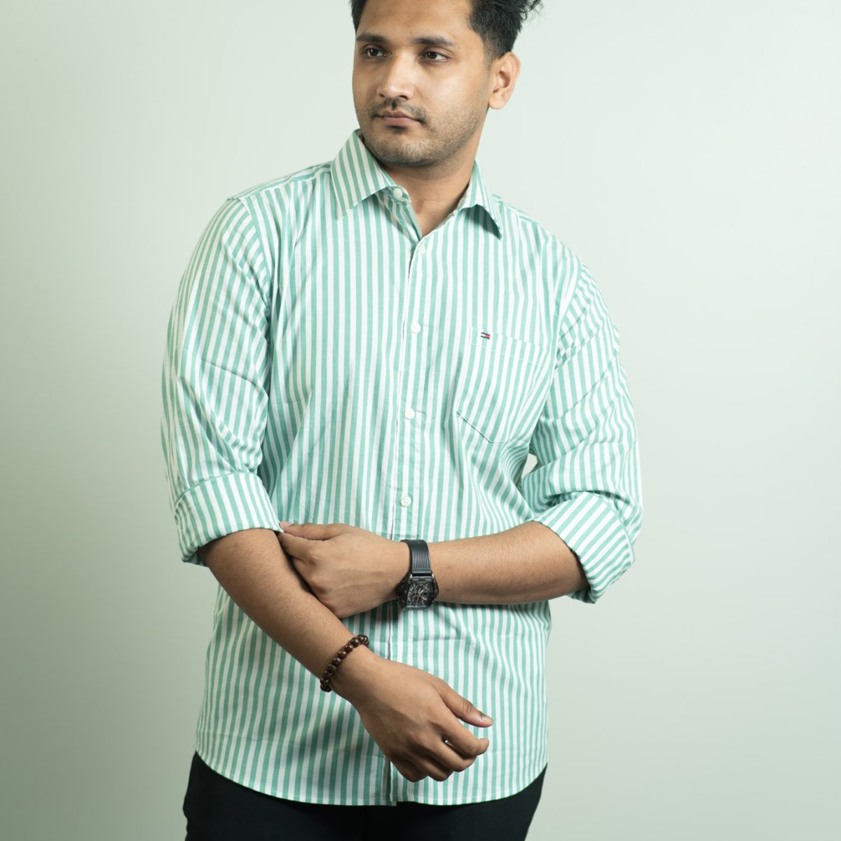 Tommy White and Mint Green Stripe Shirt