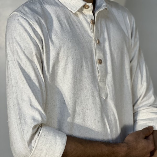 Remi Cotton Katua - Mandarin Collar - Off White