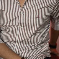 GANT Signature White and Burgundy Brown Stripe Shirt