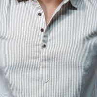 Remi Cotton Katua - Mandarin Collar - Khaki Stripe