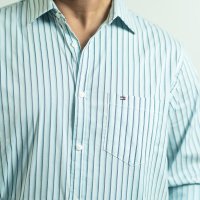 Tommy Light Aqua and Navy Pin Stripe Shirt