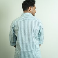 Tommy Light Aqua and Navy Pin Stripe Shirt