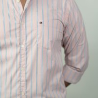 Tommy Pink- Powder Blue-White Multi Stripe Shirt