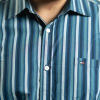 Tommy Teal-Navy-Light Grey Multi Stripe Shirt