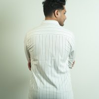 Tommy White and Charcoal Grey Pin Stripe Shirt