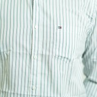 Tommy White and Teal Blue Stripe Shirt