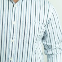Tommy White- Navy-Sky Blue Multi Stripe Shirt